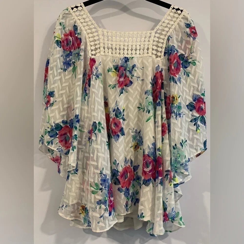 Excellent Condition, Meadow Rue/Anthropologie Flutter/Kimono Oversized Top, Sz S - Picture 6 of 12